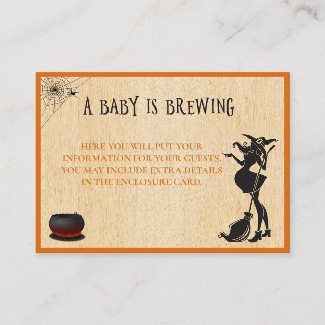 Halloween Witch October Baby Shower  Enclosure Card (Front)