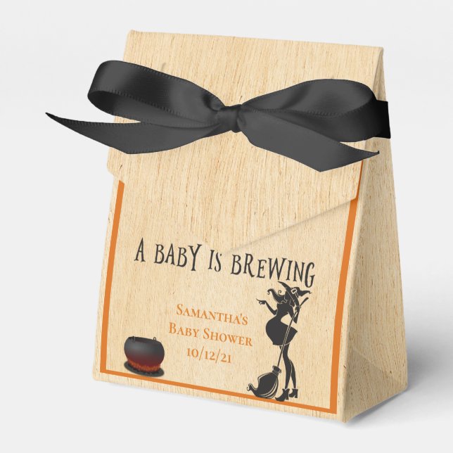 Halloween Witch October Baby Shower Thank you Favor Boxes (Front Side)