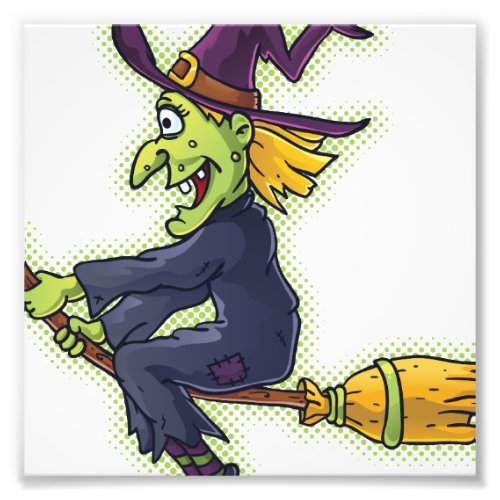 Halloween Witch on a Broom Photo Print