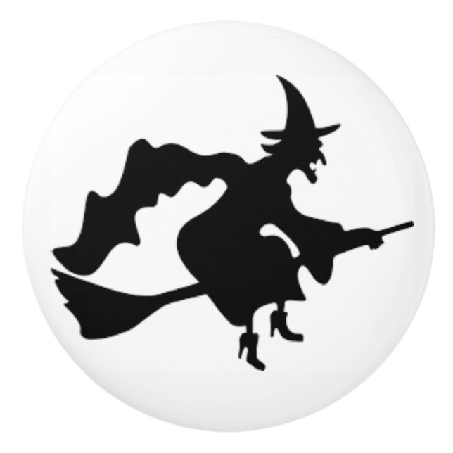 Halloween Witch on a ceramic door knob and pulls (Front)