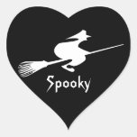 Halloween Witch On Black Heart Shape Name Gift Tag at Zazzle