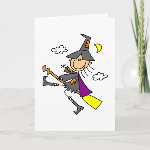 Halloween Witch on Broom Card