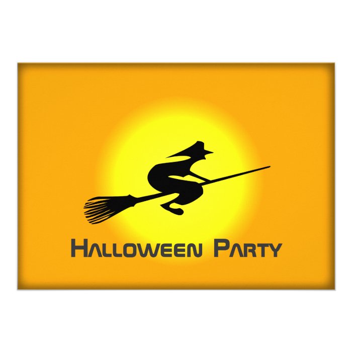 Halloween Witch On Broomstick Party Event Invite