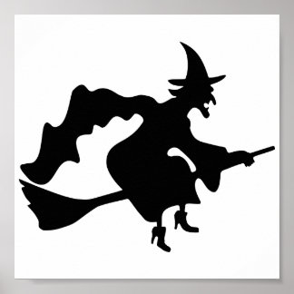 Witch On Broomstick Posters | Zazzle