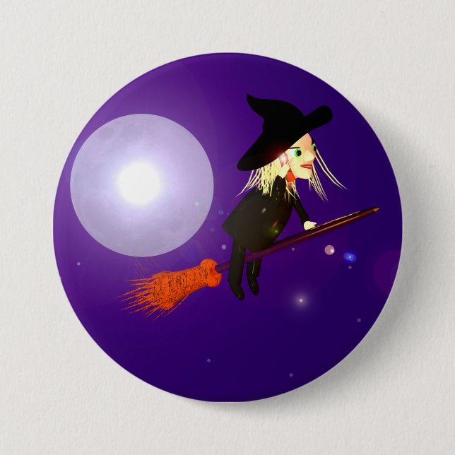 Halloween Witch on Mobile Phone  Button (Front)