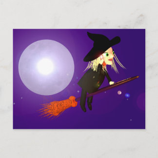Halloween Witch on Mobile Phone Postcard