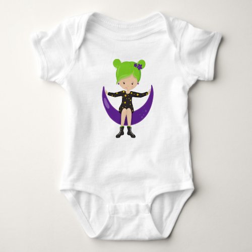 Halloween Witch On The Moon Trick Or Treat Boo Baby Bodysuit