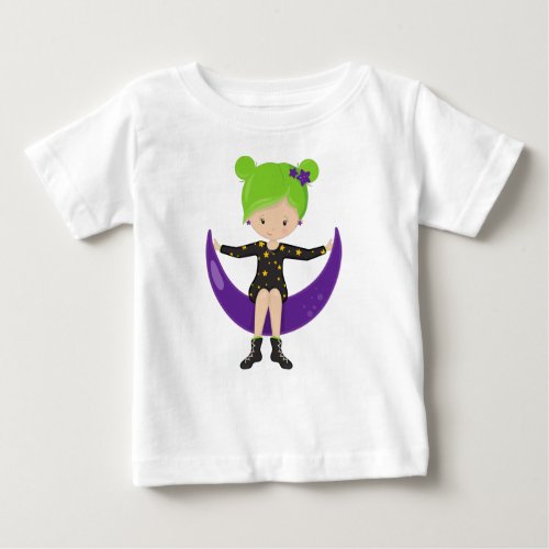 Halloween Witch On The Moon Trick Or Treat Boo Baby T_Shirt