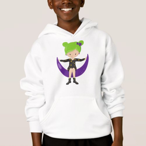 Halloween Witch On The Moon Trick Or Treat Boo Hoodie