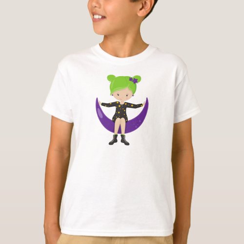Halloween Witch On The Moon Trick Or Treat Boo T_Shirt