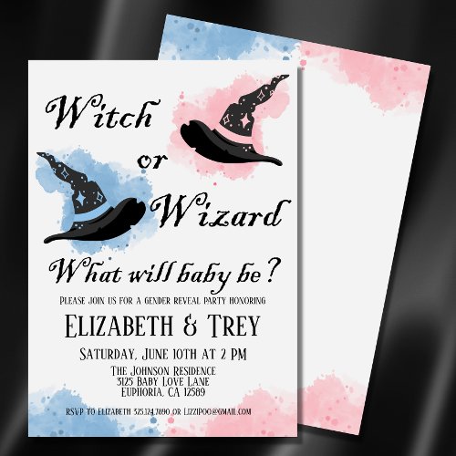 Halloween Witch or Wizard Gender Reveal Invitation