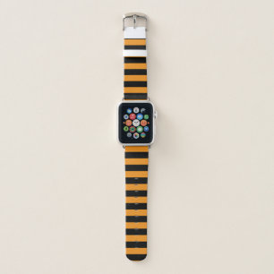 Halloween Witch Orange Black Striped Apple Watch Band