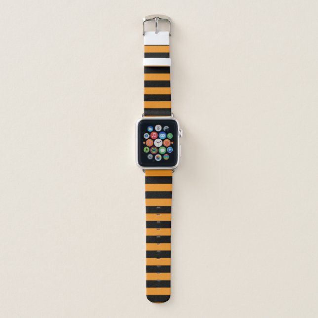 Halloween Witch Orange Black Striped Apple Watch Band (Front)