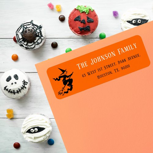 Halloween Witch Orange Party Mail Return Address Label