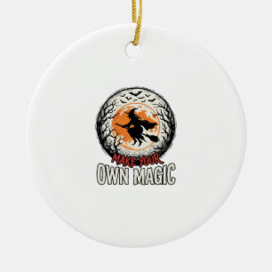 Halloween Witch Own Magic Vintage Shirt Design_1 Ceramic Ornament