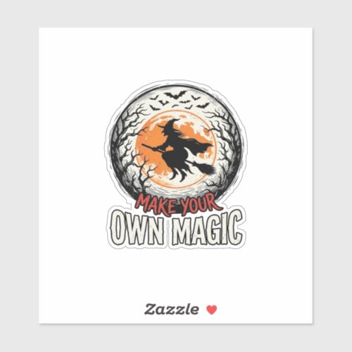 Halloween Witch Own Magic Vintage Shirt Design_1 Sticker