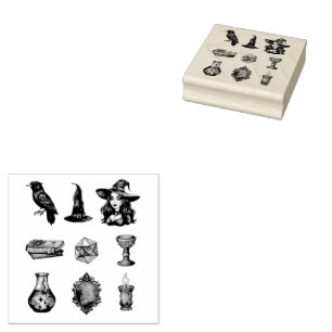 halloween witch Pack Vintage  Rubber Stamp