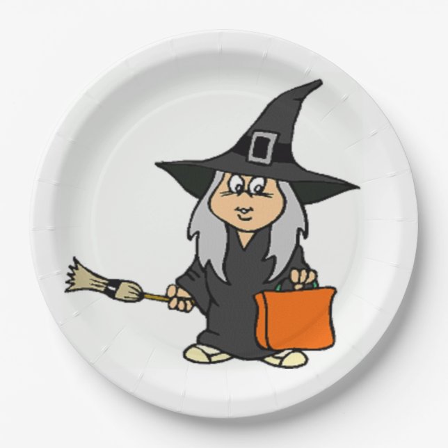 HALLOWEEN WITCH PAPER PLATES (Front)
