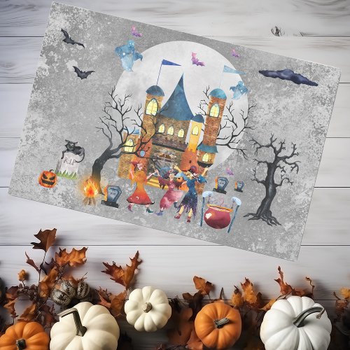 Halloween Witch Party Haunted House Watercolor Tissue Paper