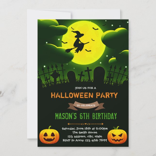 Halloween witch party invitation (Front)