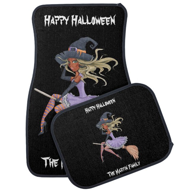 Halloween Witch Personalized Family Car Floor Mat (Set)