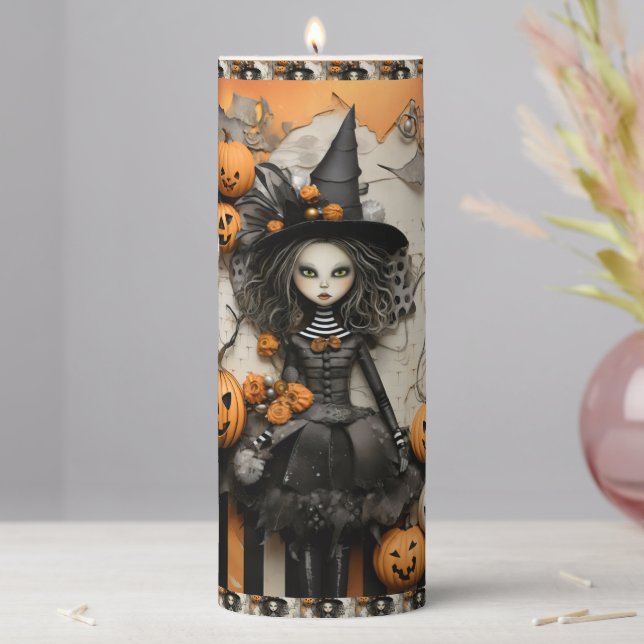 Halloween Witch Pillar Candle (In Situ)