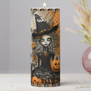 Halloween Witch Pillar Candle
