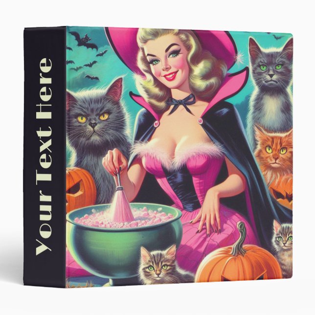 Halloween Witch Pin-up 3 Ring Binder (Front/Spine)