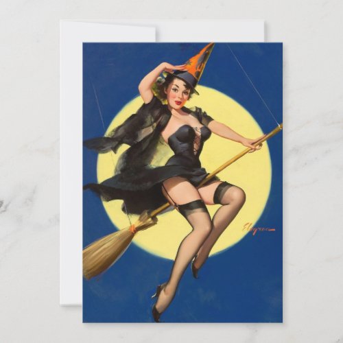 Halloween Witch Pin Up Girl Card