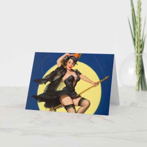 Halloween Witch Pin Up Girl Card