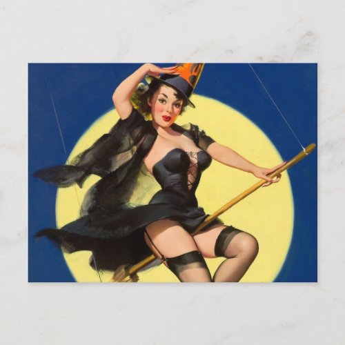 Halloween Witch Pin Up Girl Postcard