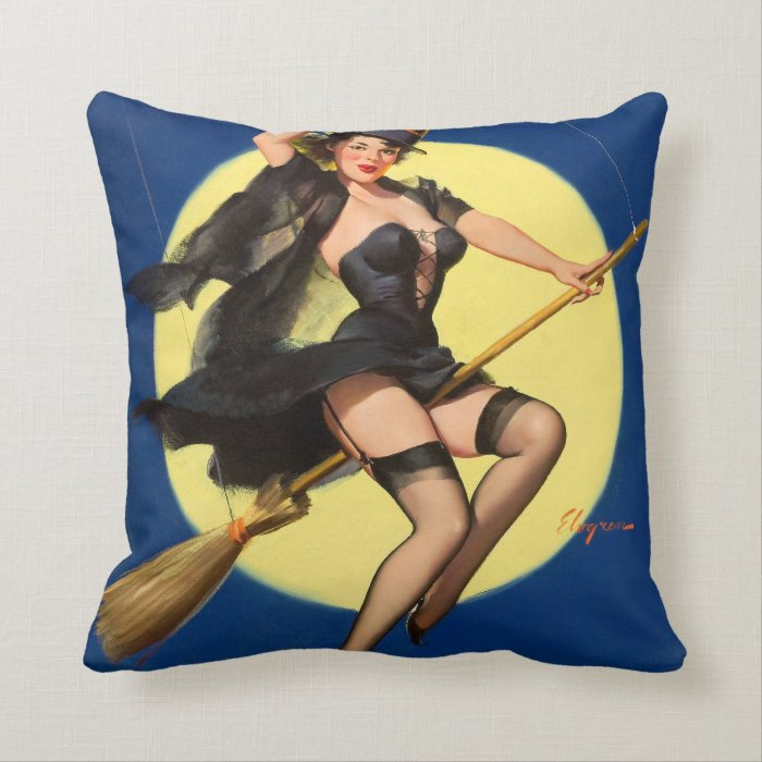 Halloween Witch Pin Up Girl Throw Pillows