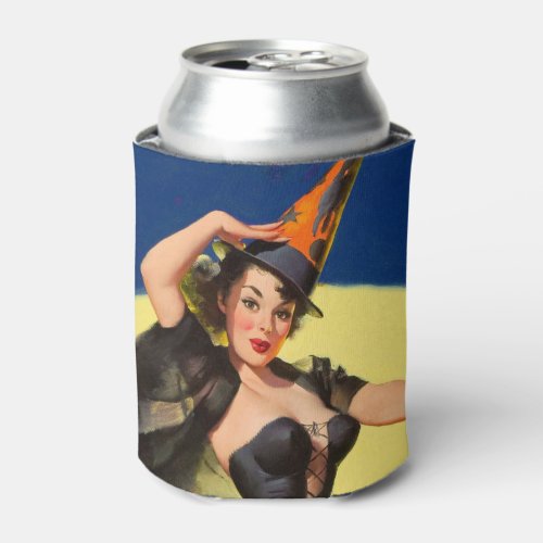 Halloween Witch Pin Up Girl Witch Can Cooler