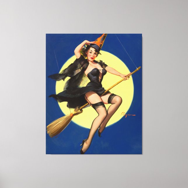 Halloween Witch Pin Up Girl Witch Canvas Print (Front)