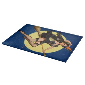 Halloween Witch Pin Up Girl Witch Cutting Board by PinUpGallery at Zazzle