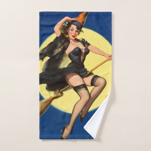 Halloween Witch Pin Up Girl Witch Hand Towel