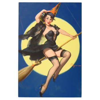 Halloween Witch Pin Up Girl Witch Metal Print by PinUpGallery at Zazzle