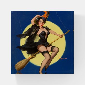 Halloween Witch Pin Up Girl Witch Paperweight by PinUpGallery at Zazzle