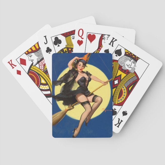 Halloween Witch Pin Up Girl Witch Poker Cards (Back)