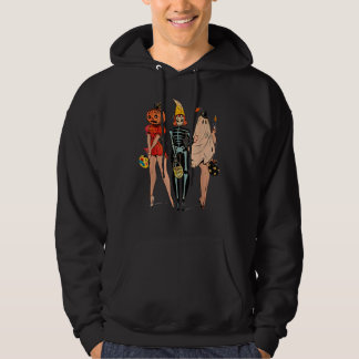 Halloween Witch Pin Up Retro Vintage Pumpkin Women Hoodie