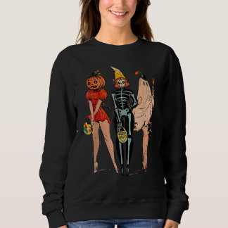 Halloween Witch Pin Up Retro Vintage Pumpkin Women Sweatshirt