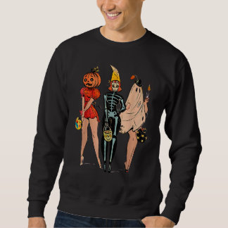 Halloween Witch Pin Up Retro Vintage Pumpkin Women Sweatshirt