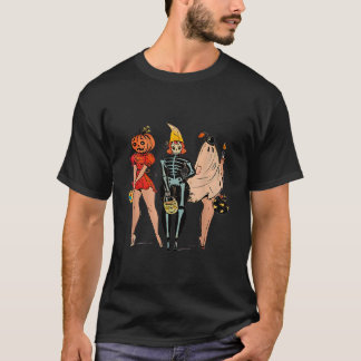 Halloween Witch Pin Up Retro Vintage Pumpkin Women T-Shirt