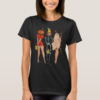 Halloween Witch Pin Up Retro Vintage Pumpkin Women T-Shirt