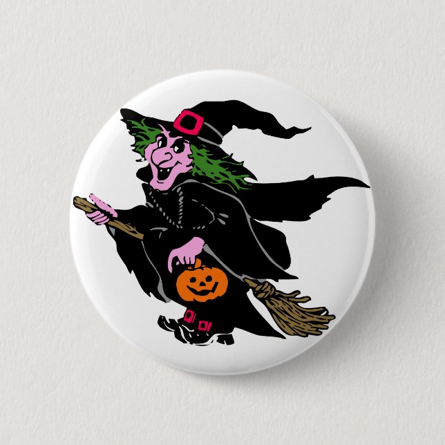 Halloween Witch Pinback Button (Front)
