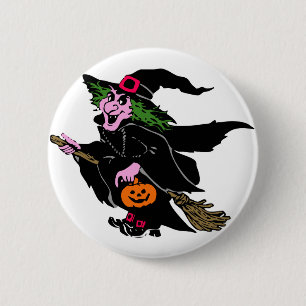 Halloween Witch Pinback Button