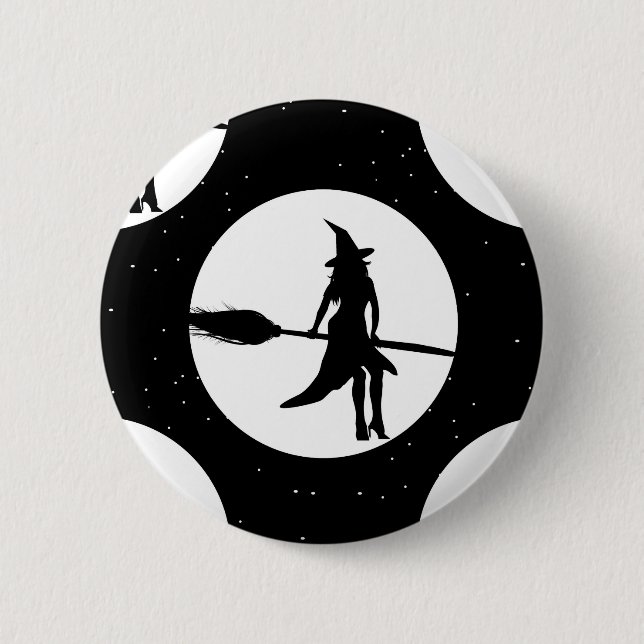 halloween witch pinback button (Front)