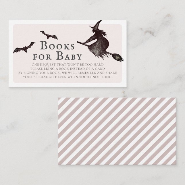 Halloween Witch Pink Baby Shower Books for Baby Enclosure Card (Front/Back)