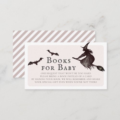 Halloween Witch Pink Baby Shower Books for Baby Enclosure Card