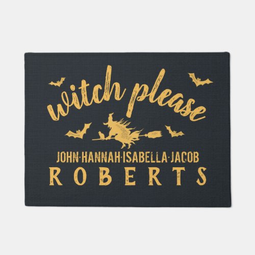 Halloween Witch Please Personalized Rustic Bats Doormat